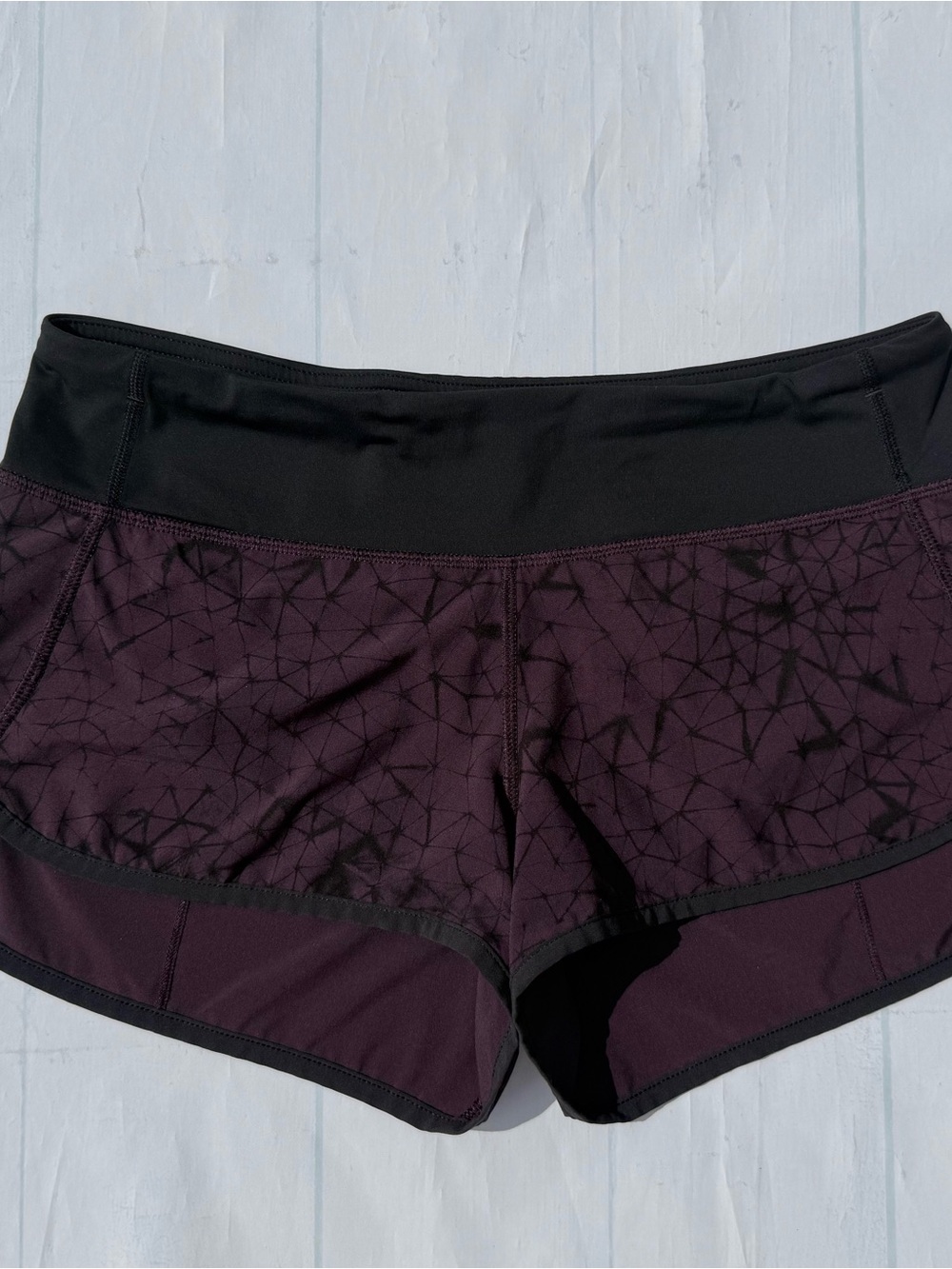 Lululemon Run: Speed Short 4-way Stretch. Size 6. Crushed Black Cherry/ Black.
